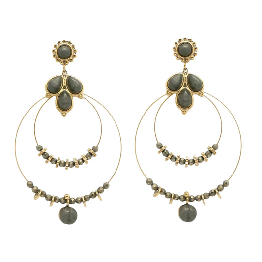 Double Hoop Pyrite Earrings