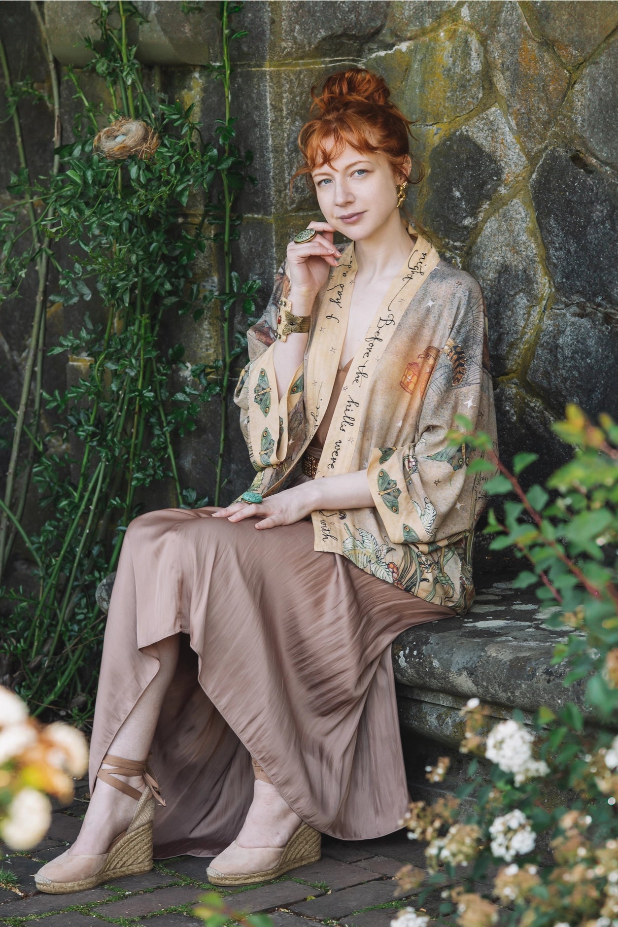 Lovelight Pixie Cropped Kimono w/ Woodland Swallow & Stars Pre-Order - Ships Late October 2025