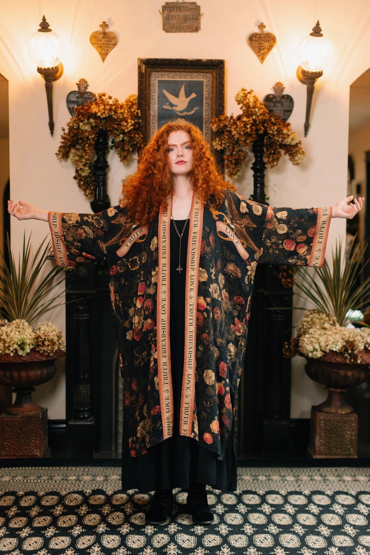 Heart of Gold Opera Duster Kimono Robe w/ Sacred Heart Pre-Order Ships In September