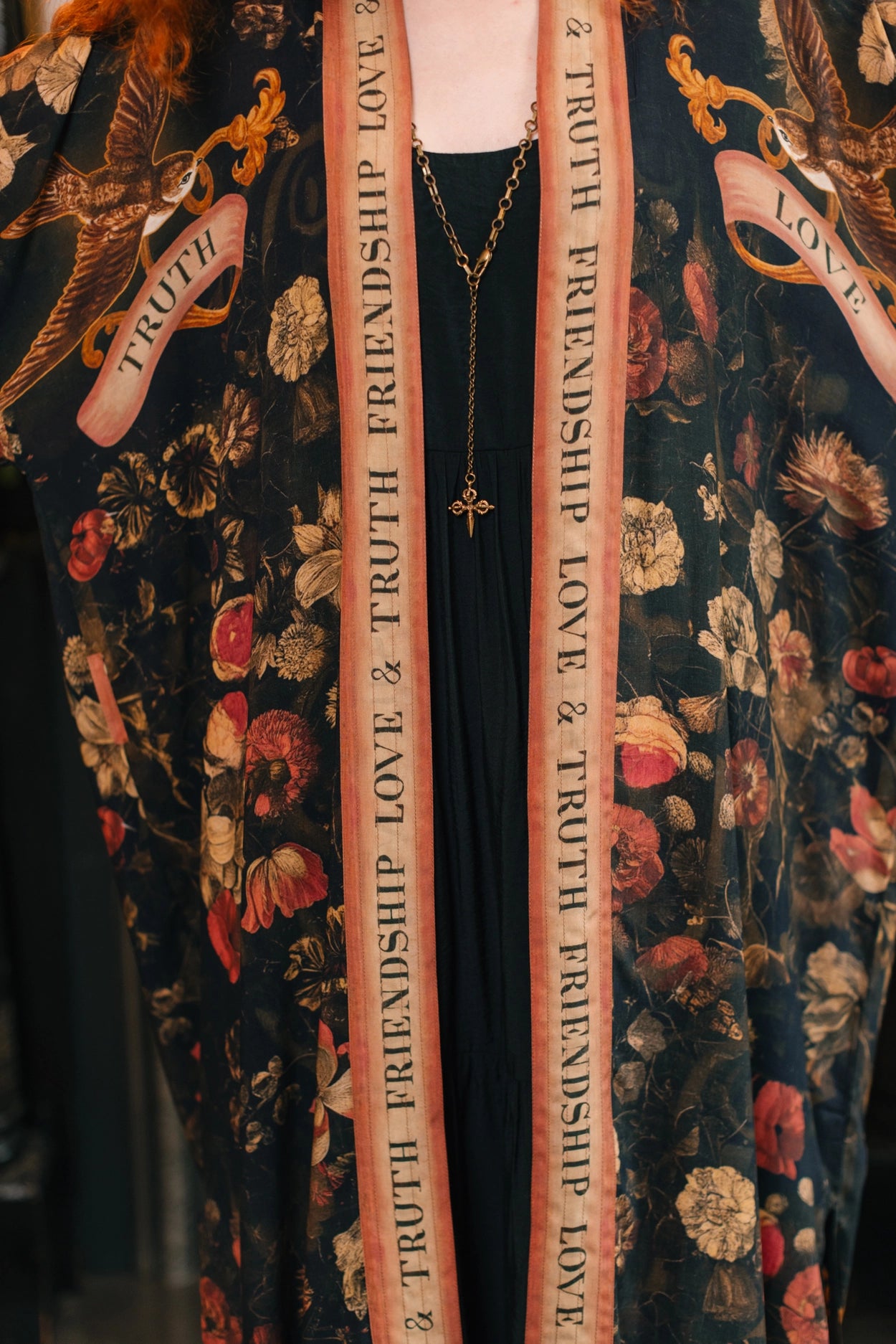 Heart of Gold Opera Duster Kimono Robe w/ Sacred Heart Pre-Order Ships In September
