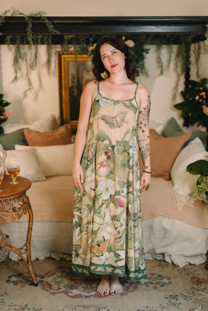 Fleur De Soleil Bohéme Long Maxi Slip Dress w/ Florals Pre-Order March 2026