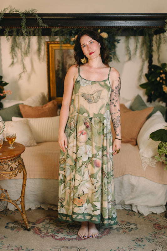 Fleur De Soleil Bohéme Long Maxi Slip Dress w/ Florals Pre-Order March 2026
