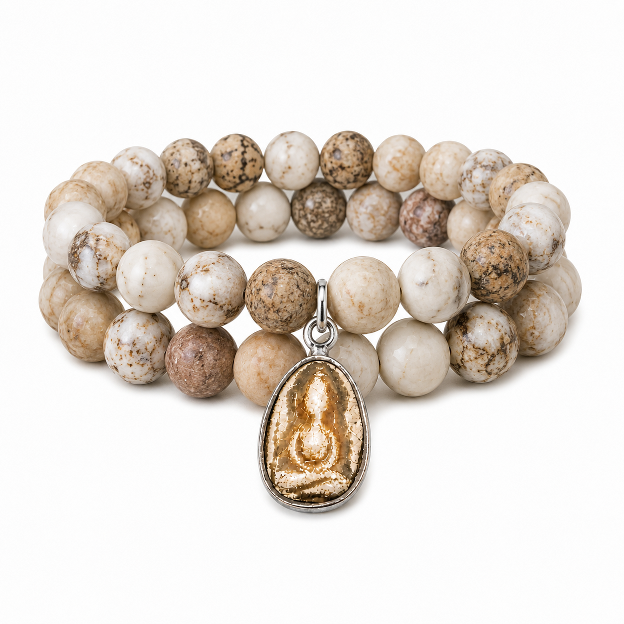 Buddha Magnesite Gemstone Bracelet Set