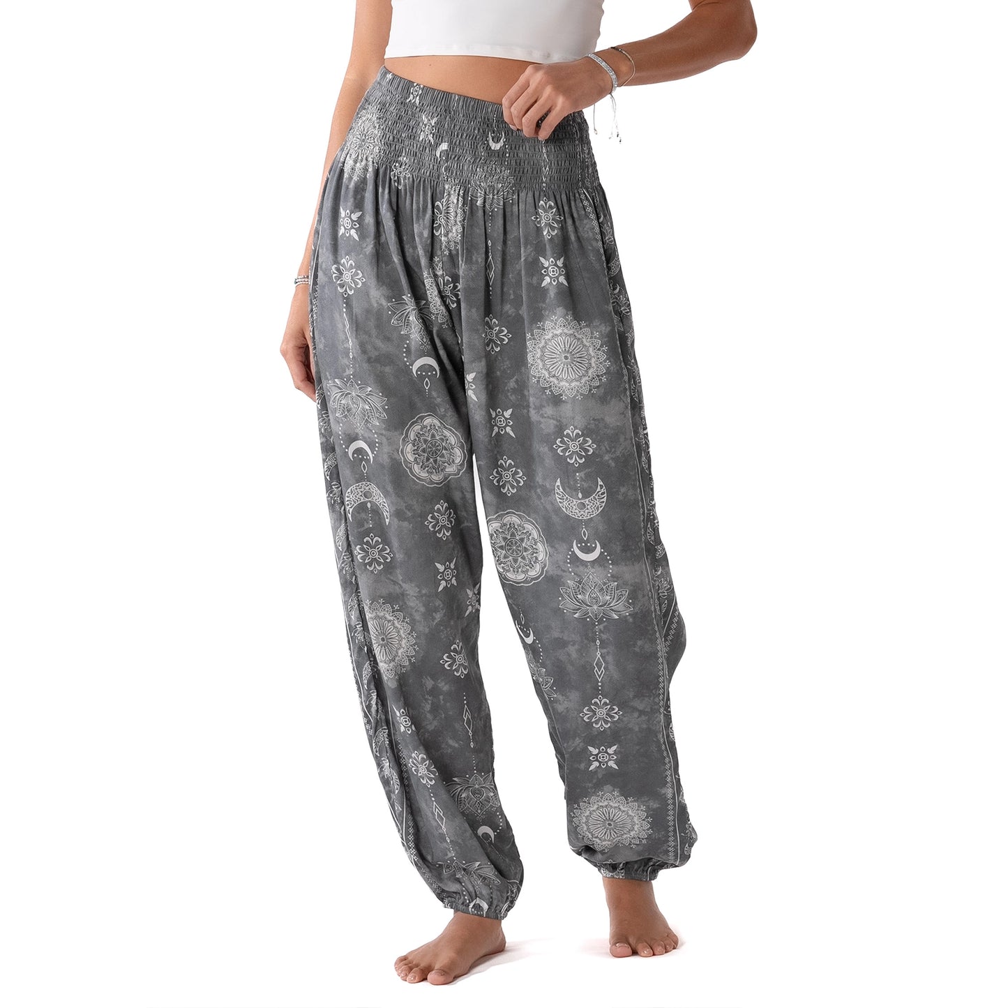 Celestial Grey Harem Pants with Pockets