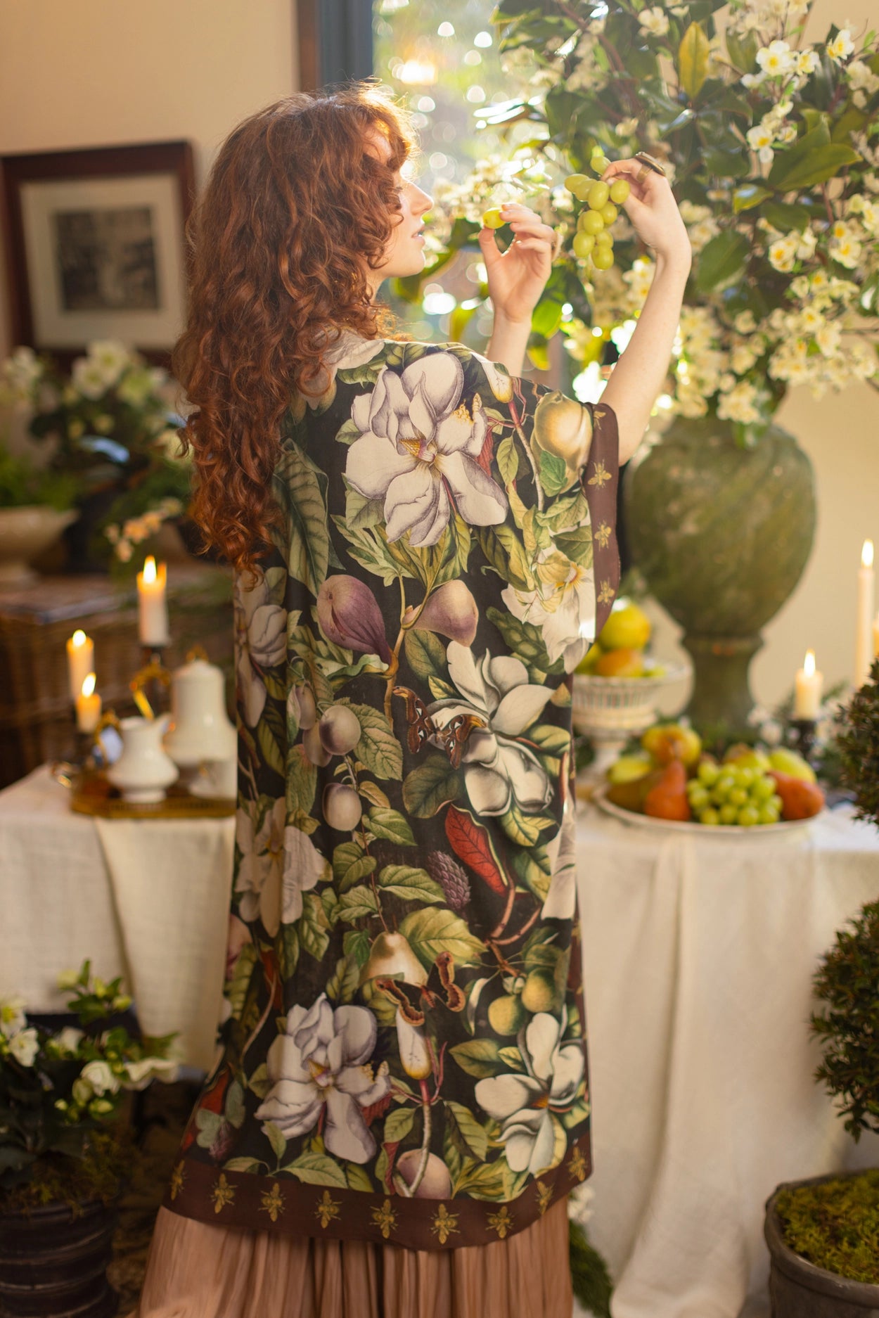 Fleur De Lune Goddess Starduster Kimono w/ Florals & Bees- Pre-Order - Ships In September