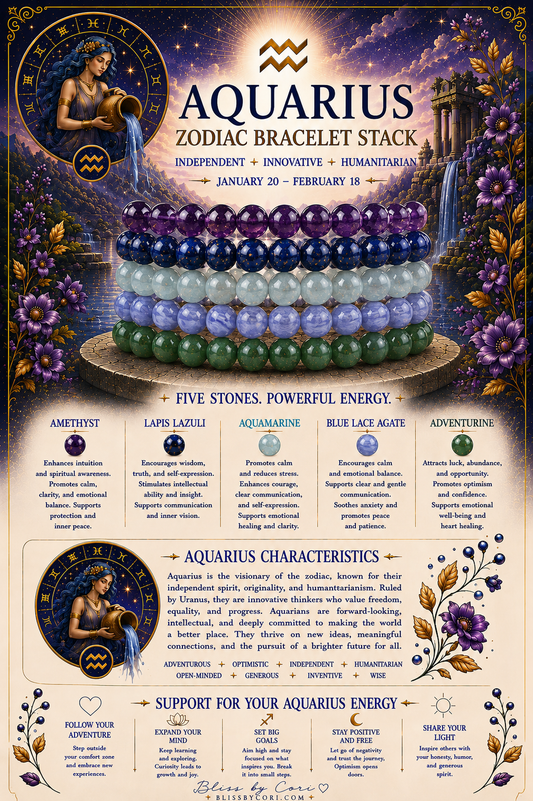 Aquarius Zodiac Gemstone Bracelet Stack