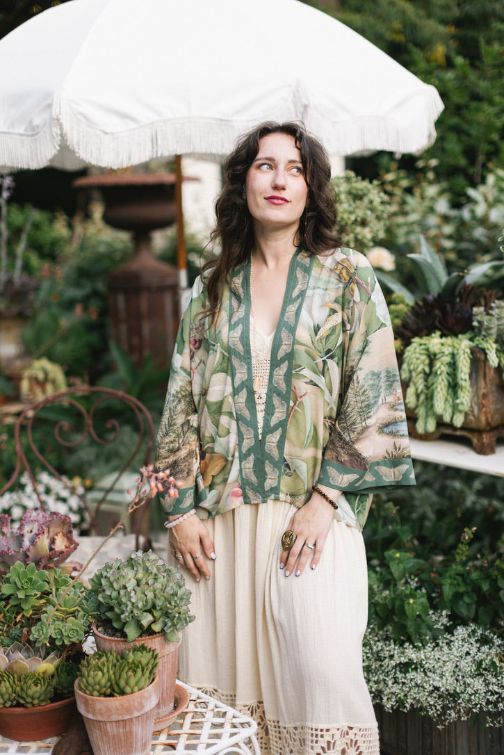 Fleur De Soleil Pixie Crop Kimono w/ Florals & Butterfly Pre-Order March 2026