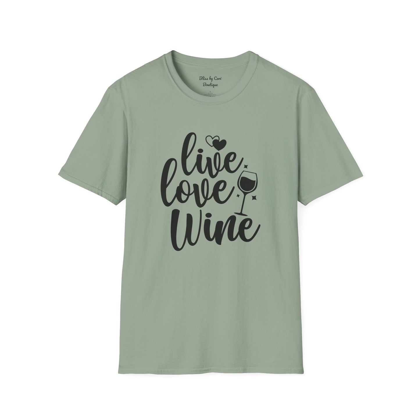 Live Love Wine Softstyle T-Shirt Available In 14 Colors