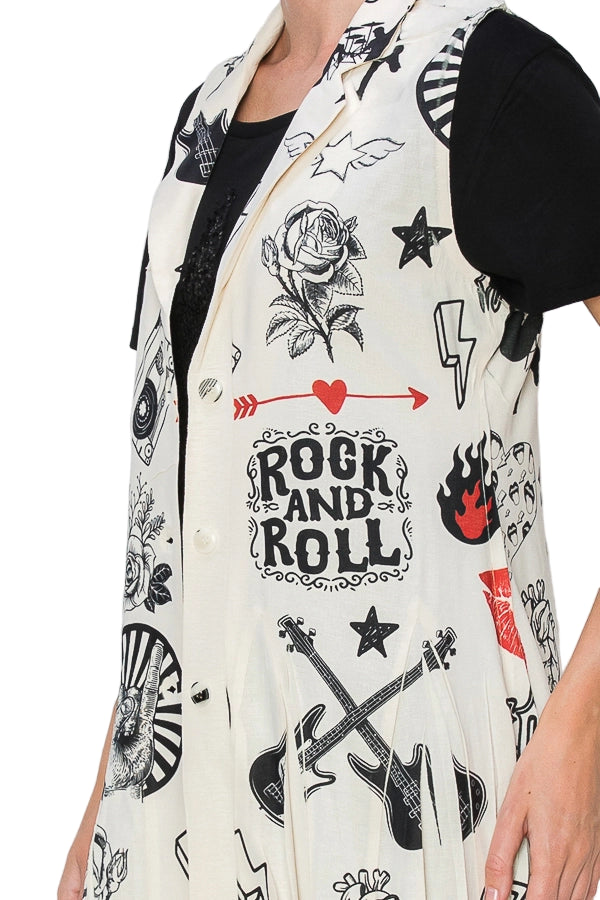 Rock And Roll Button Up Vest with Collar and Ruffles - Ships Late September