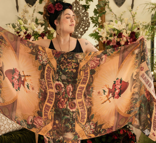 Courage Dear Heart Bohemian Bamboo Scarf with Sacred Heart - Preorder Ships August 1 - 30th