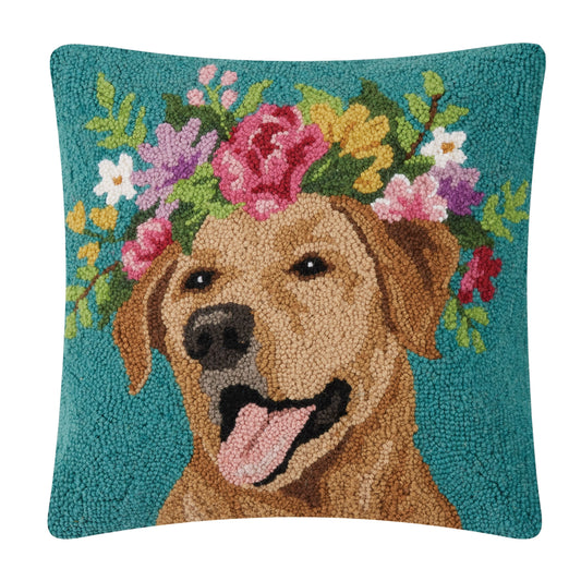 Yellow Lab  Hook Pillow - Preorder For Mid June Shipment