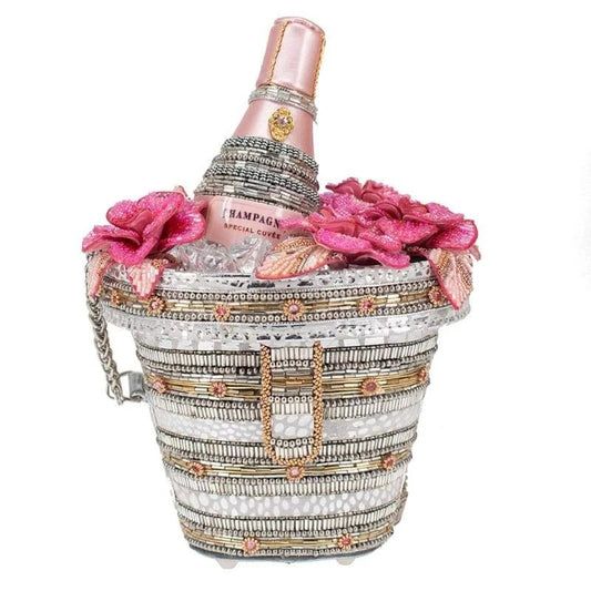 Mary Frances - Champagne On Ice Beaded Bottle and Bucket Top-Handle Bag