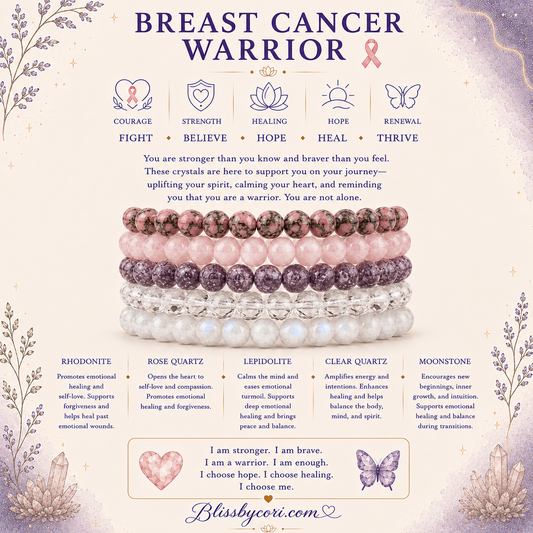 Breast Cancer Recovery Gemstone Bracelet Stack