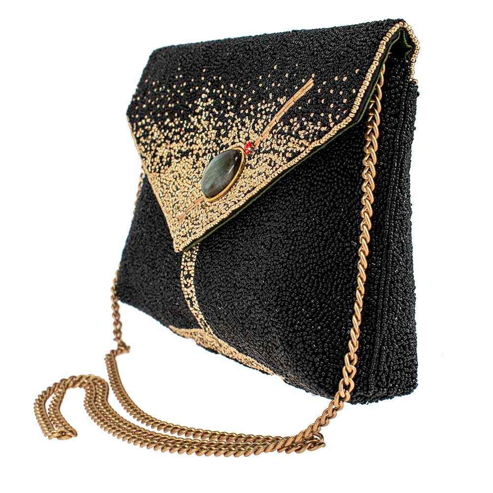Mary Frances - Olive You Beaded Martini Glass Crossbody Clutch