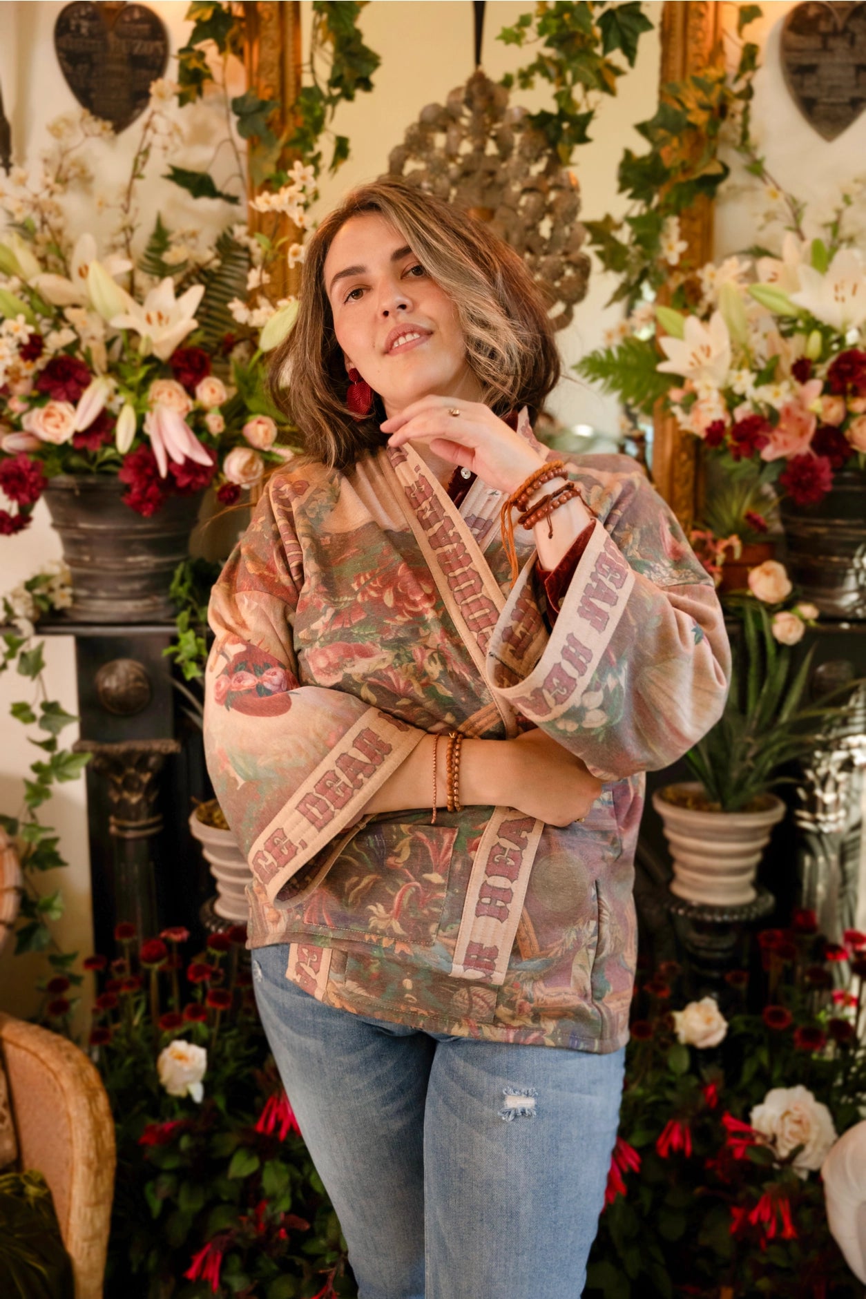 Courage Dear Heart Fleece Cottage Cardigan Kimono Jacket