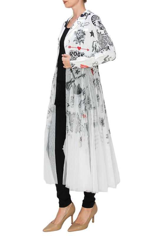 Rock And Roll Glam Longline Duster with Tulle Skirt - Ships Late September