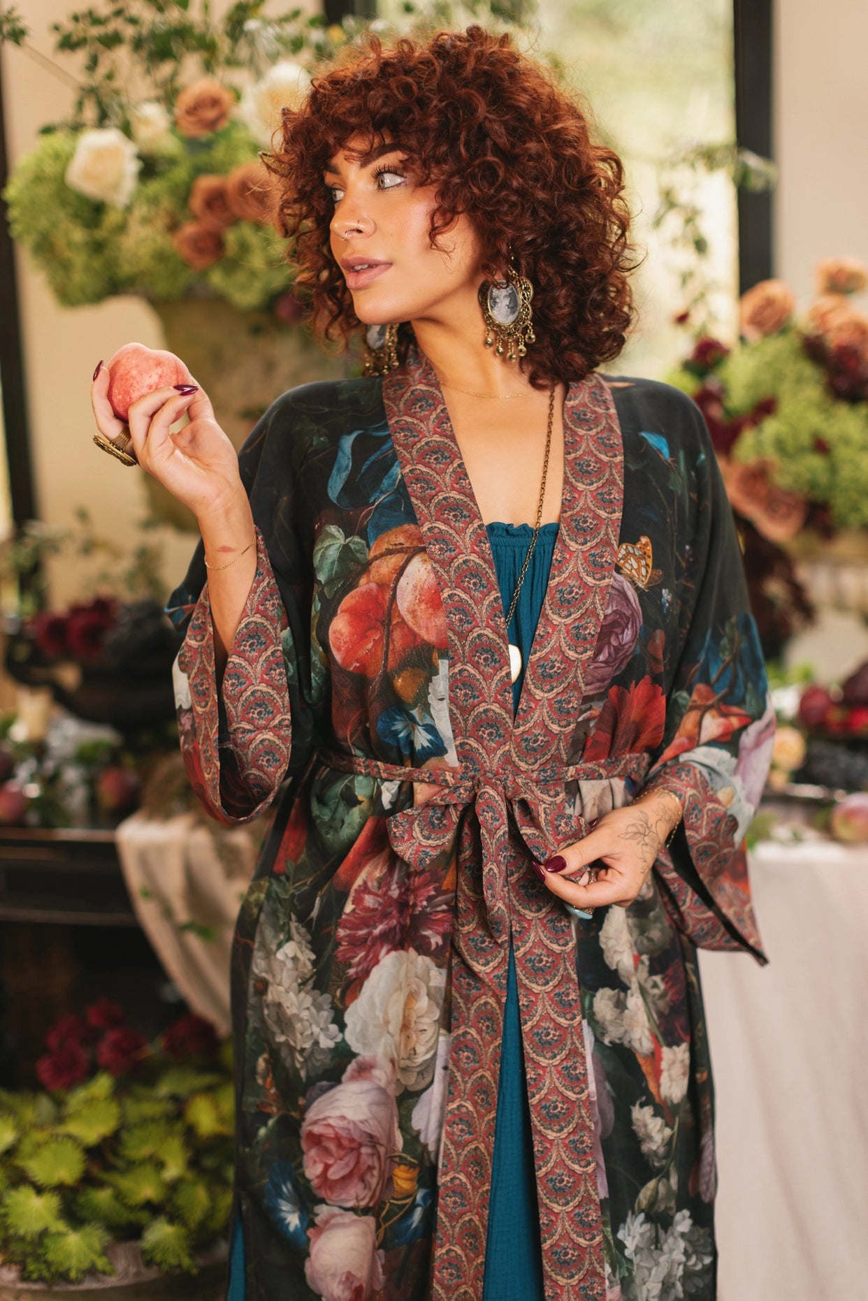 Flight of Fancy Opera Duster Kimono Robe Hummingbird Print - Pre-Order - Ships In May