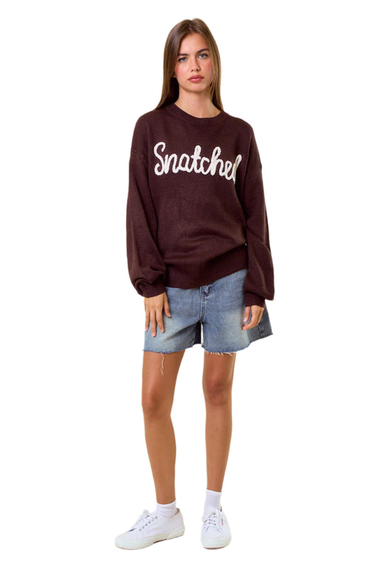 Snatched Letter Embroidered Sweater