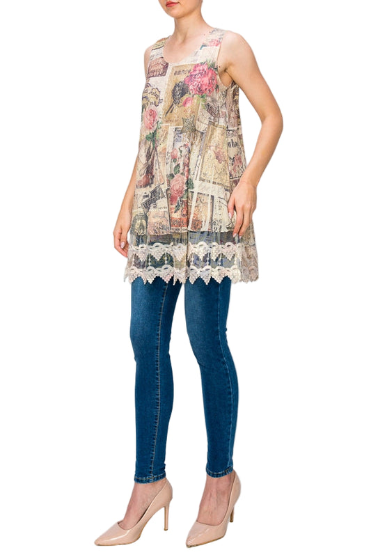 Rose West Vintage Inspired Lace Tunic Top with Embroidered Hem - Ships Late September
