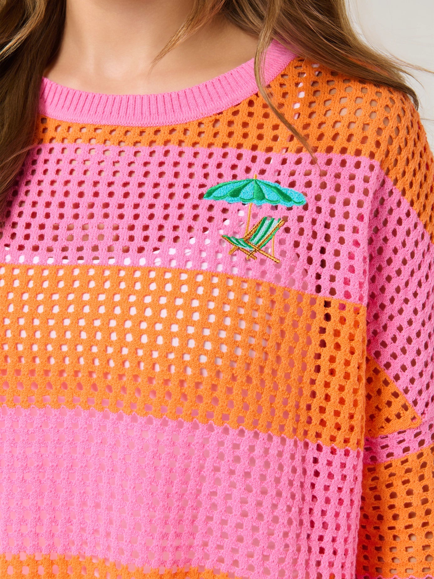 Umbrella Striped Mesh Sweater