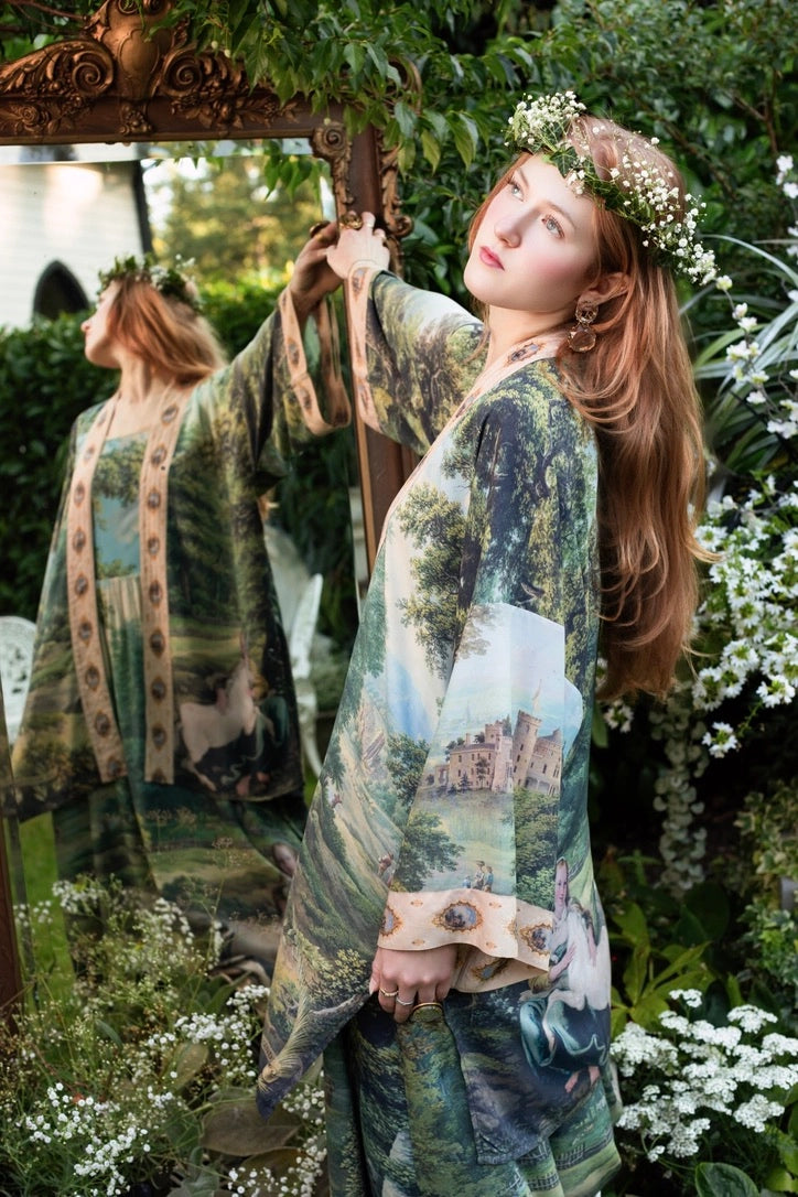 The Mythmaker Matinée Duster Kimono w/ Landscape & Unicorn Pre-Order Ship March 2026