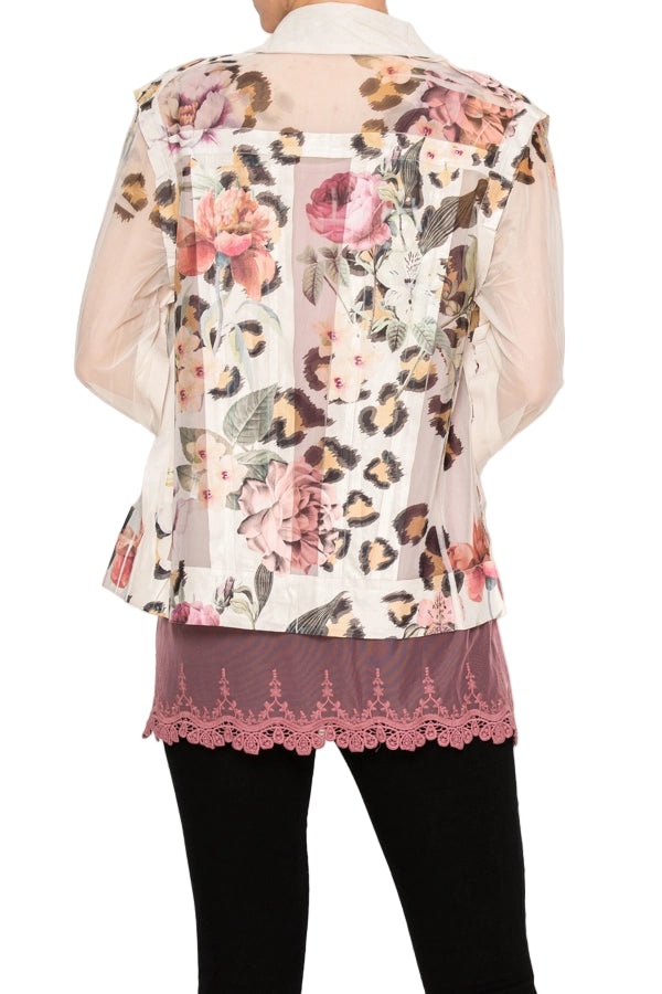 Leo Rose Buttery Faux Suede Mesh Trimmed Detailed Jacket - Ships Late September