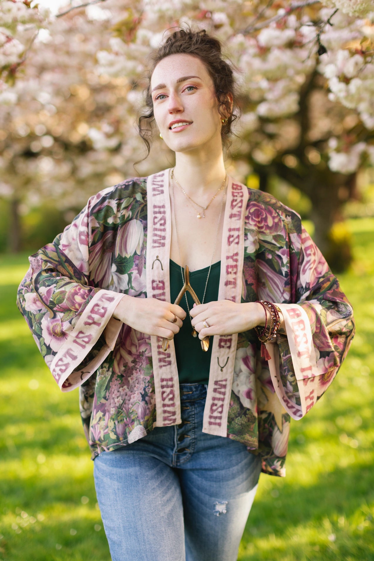 Make A Wish Floral Cropped Bamboo Kimono w/ Good Luck Charms Pre-Order Ships February 2025