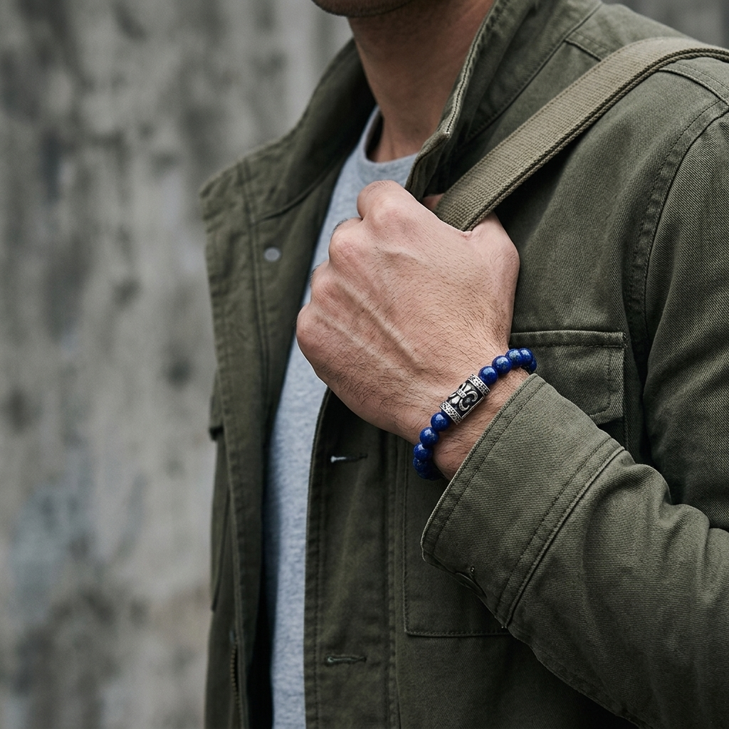Lapis Lazuli Fleur De Lis Gemstone Bracelet