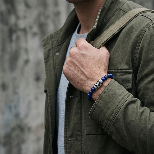 Lapis Lazuli Fleur De Lis Gemstone Bracelet