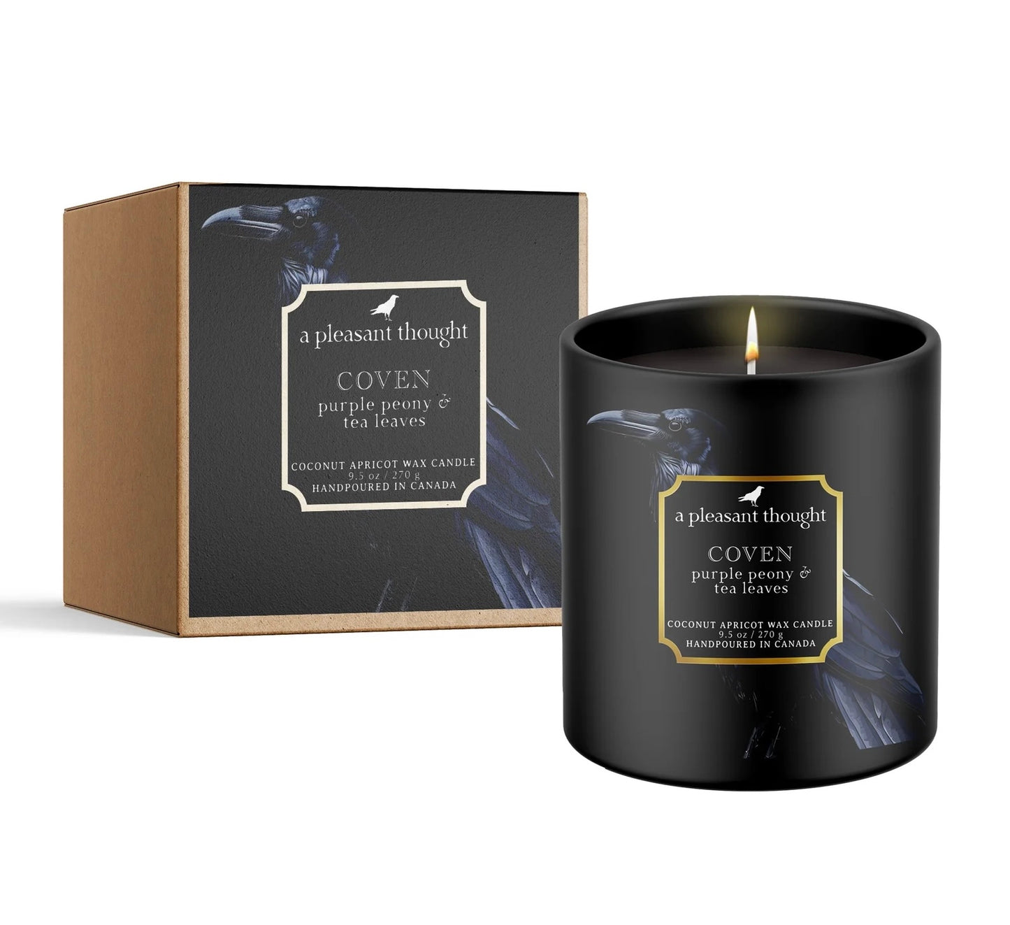 Coven | Purple Peony & Tea Leaves | Raven Candle -  A Pleasant Thought Candle Co