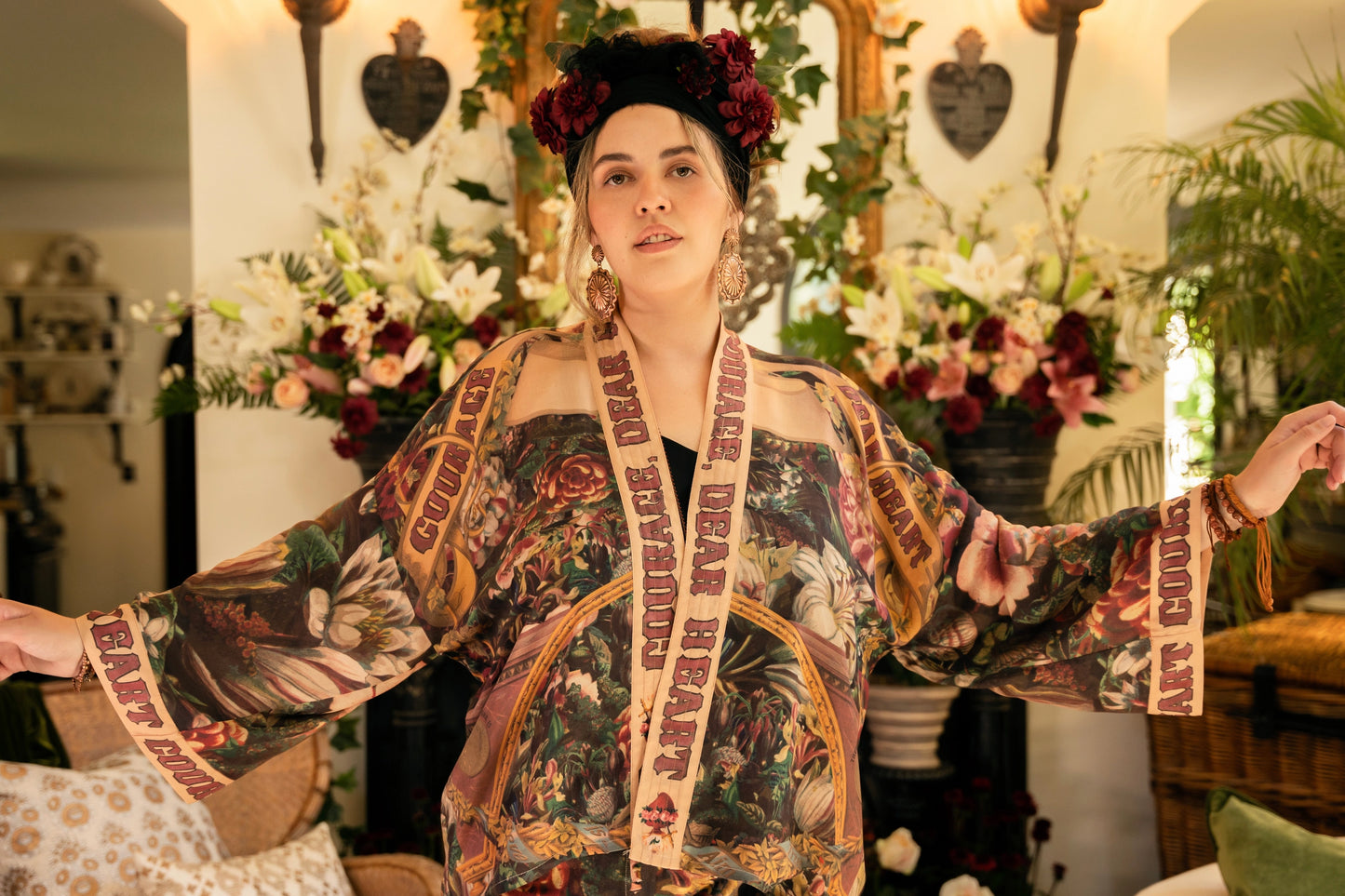 Courage Dear Heart Pixie Duster Crop Kimono w/ Sacred Heart- Preorder Ships August 1 - 30th