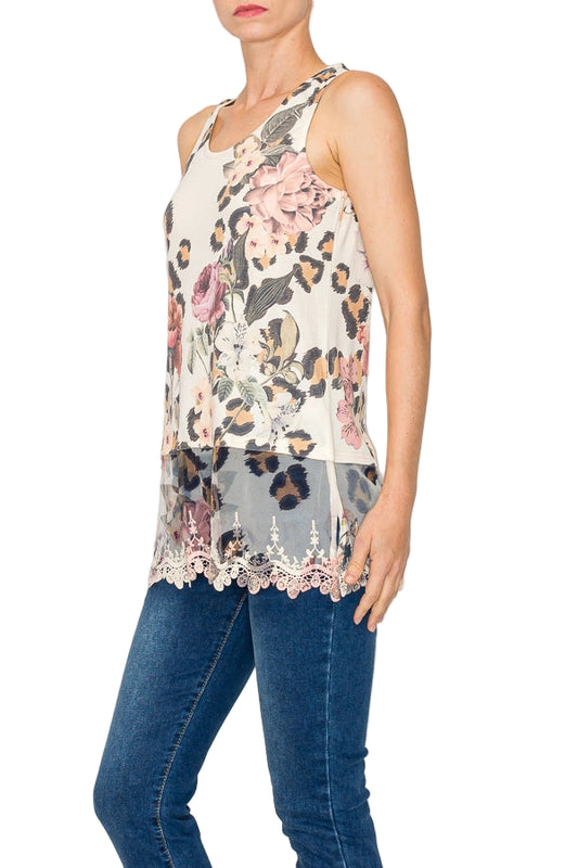 Leo Rose Vintage Inspired Lace Tunic Top with Embroidered Hem - Ships Late September