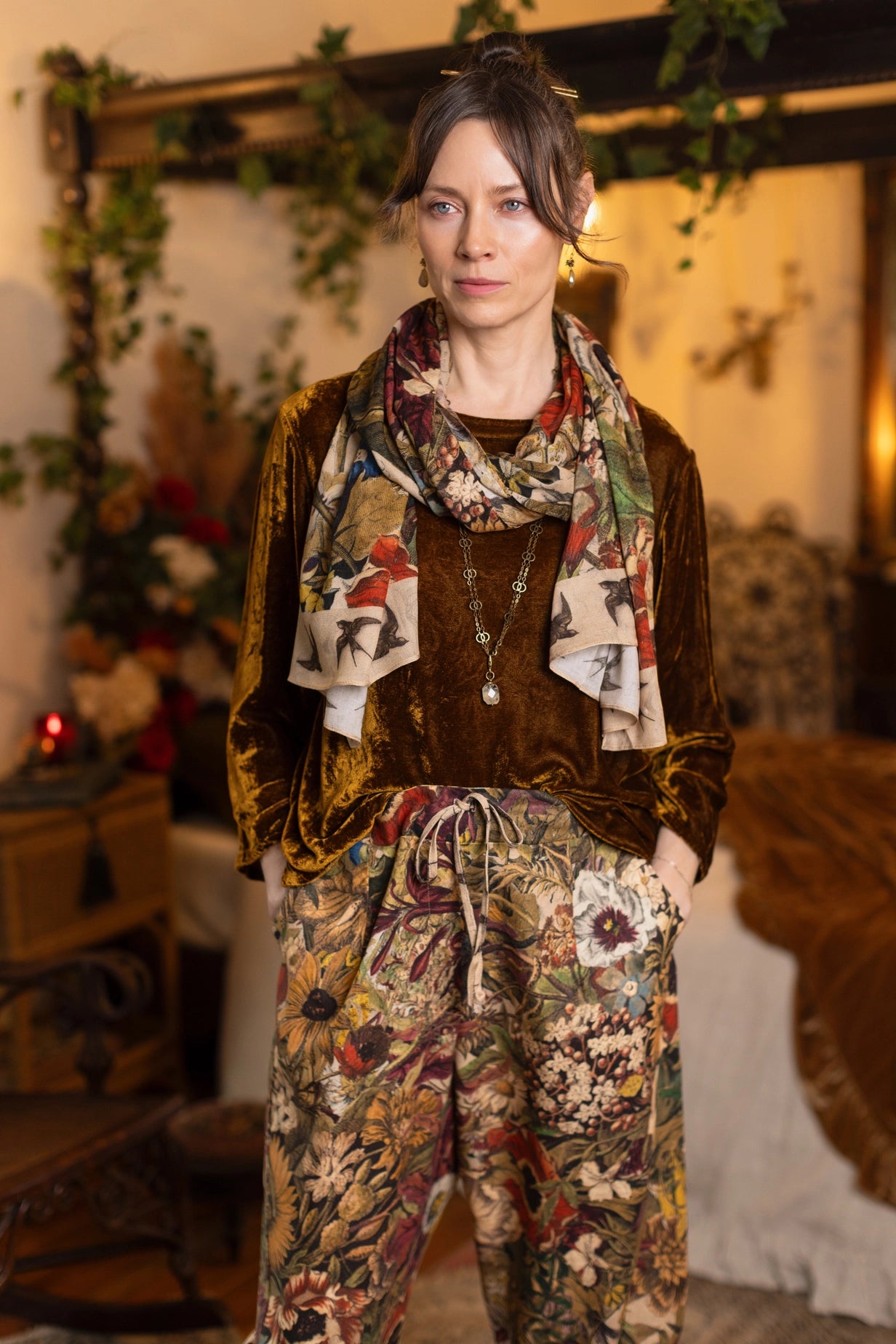 Golden Hour Floral Bohemian Scarf - Pre-Order - Ships August 2026