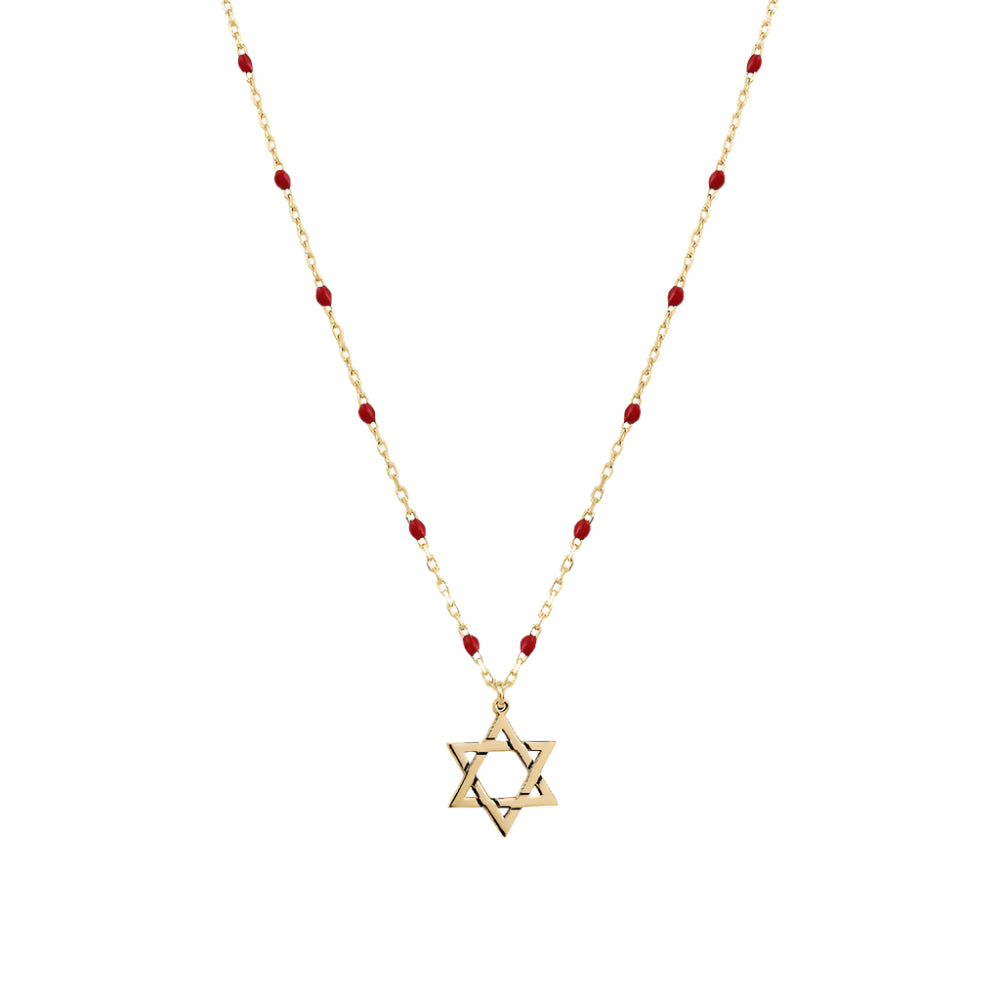 Rosary Chain Star of David Necklace - Available In 4 Colors