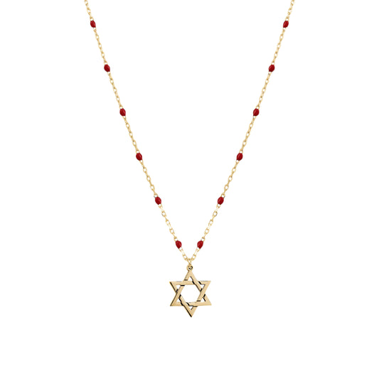 Rosary Chain Star of David Necklace - Available In 4 Colors