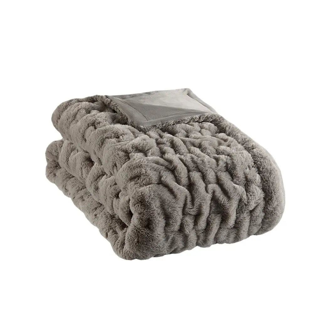 Luxury Ruched Fur Throw 50x60 - Multiple Colors Available