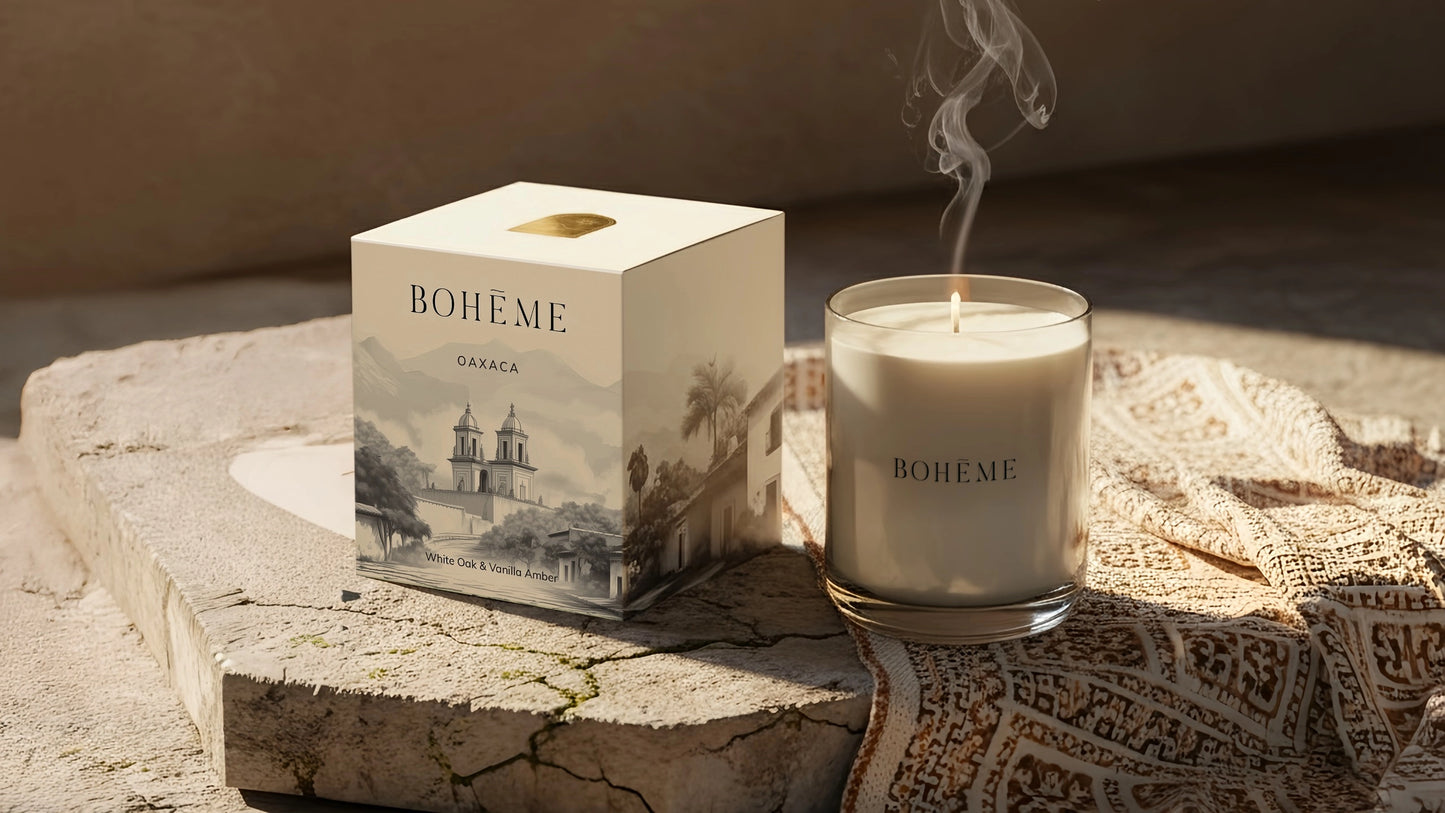 Boħeme Fragrance Collection - Oaxaca Luxury Candle – White Oak, Amber & Vanilla