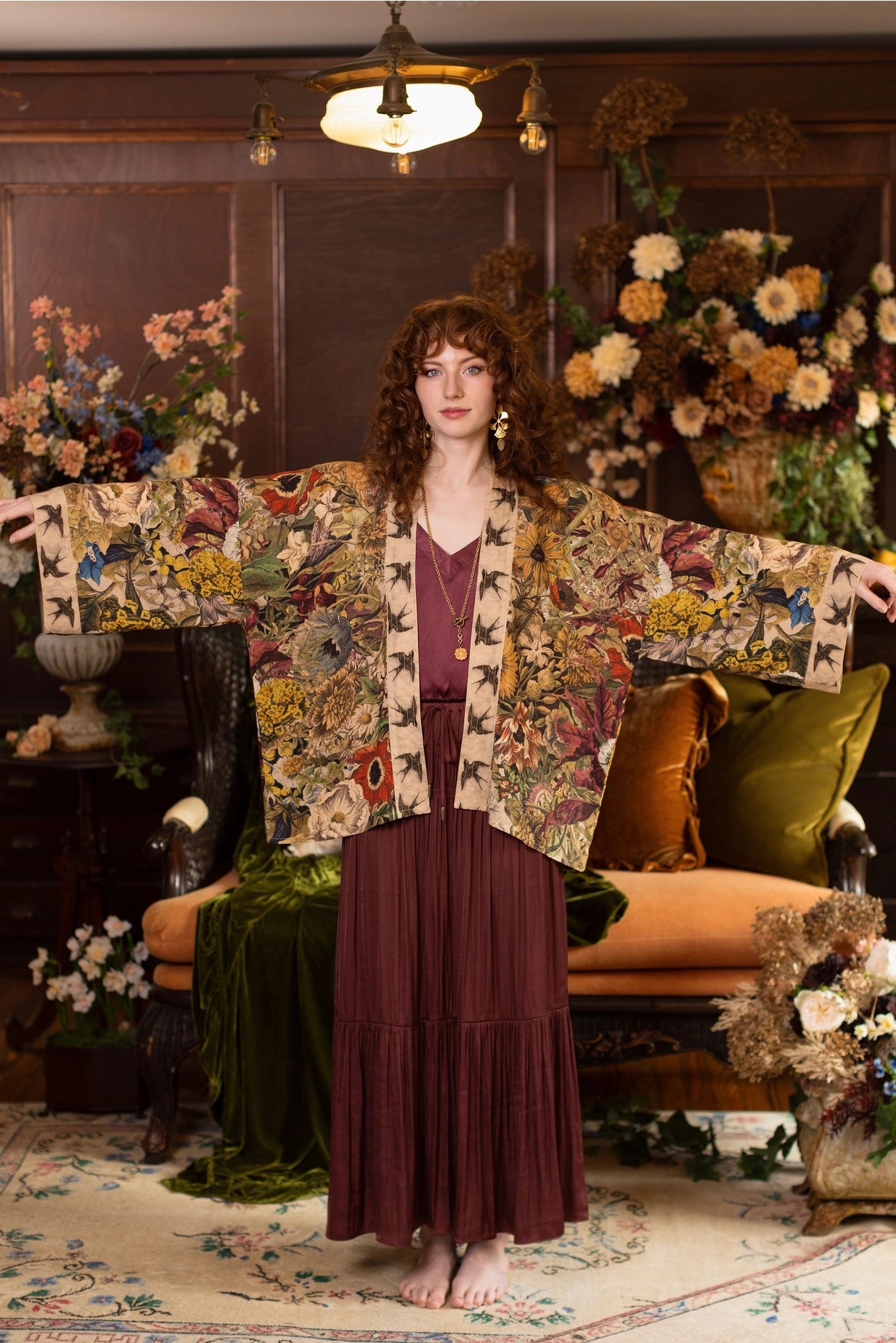 Golden Hour Pixie Duster Crop Kimono w/ Floral Print Pre-Order - Ships August 2026