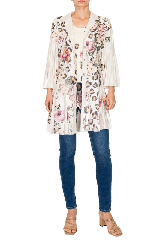 Leo Rose Elegant Faux Suede Pleated Belle Sleeve Jacket - Ships Late September