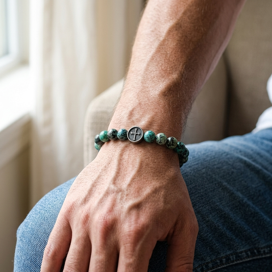 Variscite Cross Bracelet