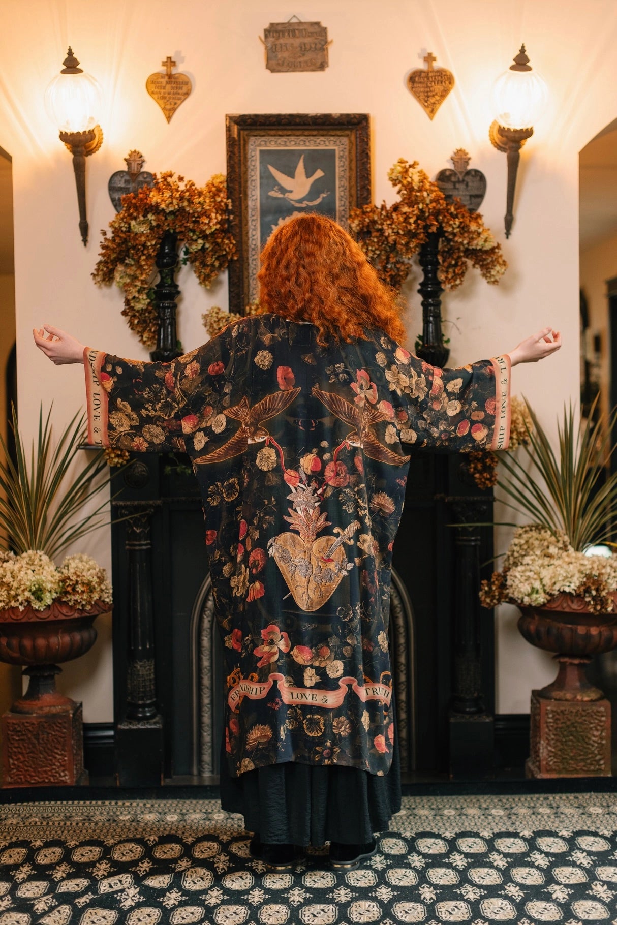 Heart of Gold Opera Duster Kimono Robe w/ Sacred Heart Pre-Order Ships In September