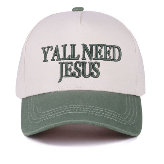 Ya'll Need Jesus Two Tone Canvas Cotton Cap & Colors - Available in 7 Colors