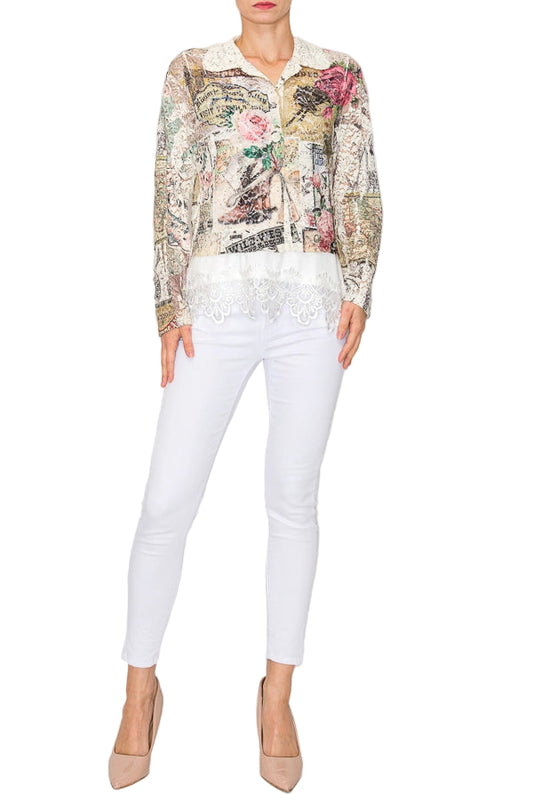 Rose West Cropped Sequin Embellished Button Up Jacket - Ships Late September