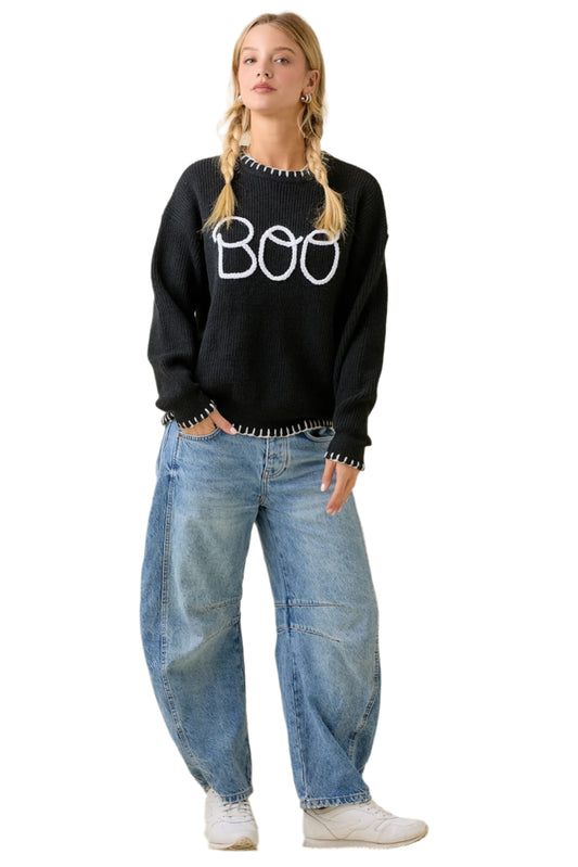 BOO Round Neck Oversized Sweater - Pre Order - Ships Oct 3rd
