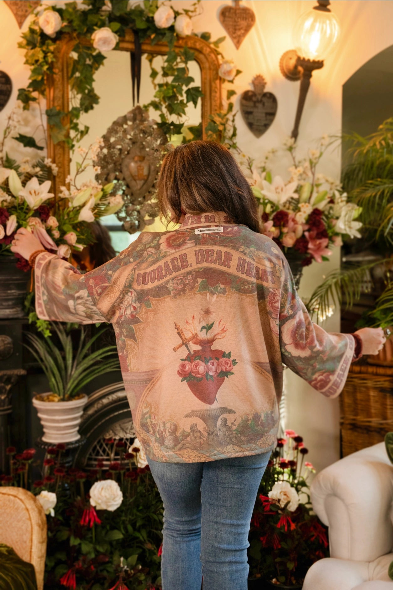 Courage Dear Heart Fleece Cottage Cardigan Kimono Jacket