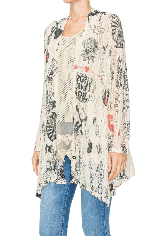 Rock And Roll Sparkly Long Sleeve Lace Cardigan - Ships Late September