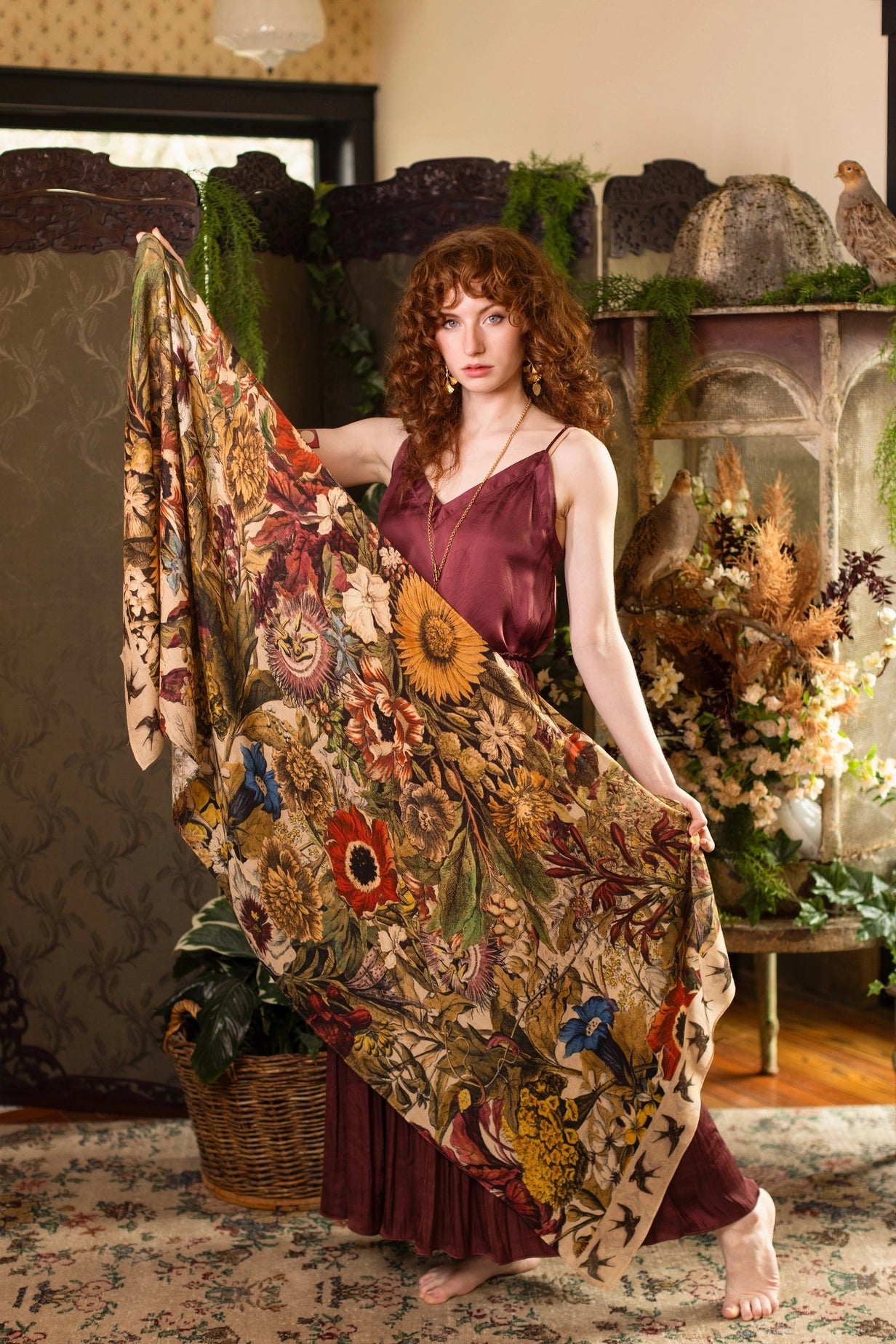 Golden Hour Floral Bohemian Scarf - Pre-Order - Ships August 2026