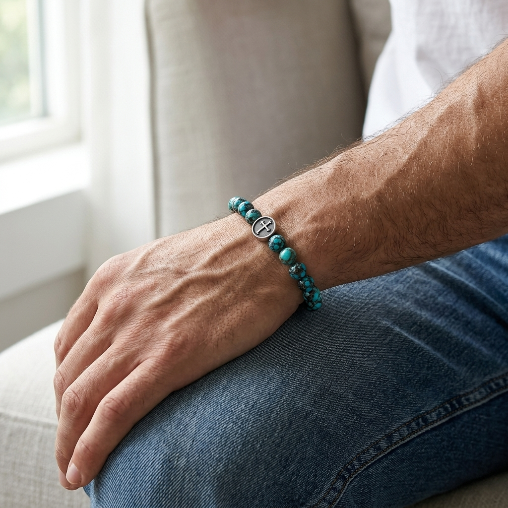 Turquoise Cross Gemstone Bracelet