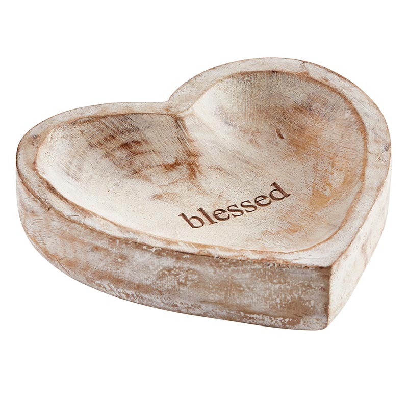 Wood Heart Dish - Blessed