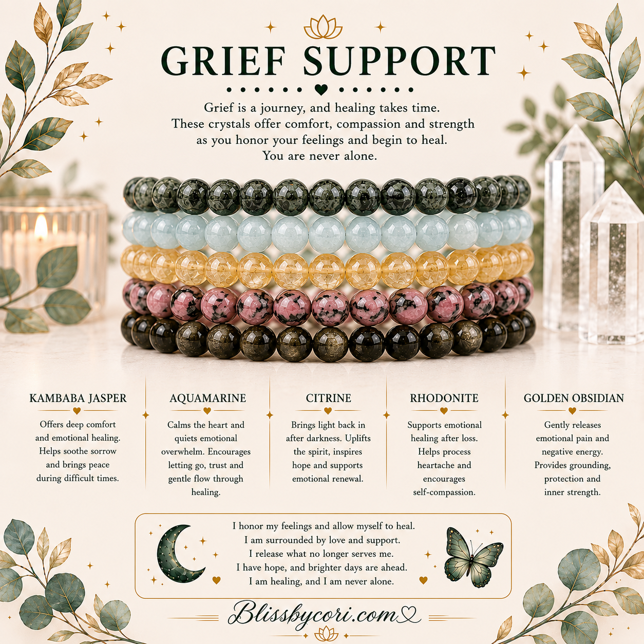 Grief Support Gemstone Bracelet Stack